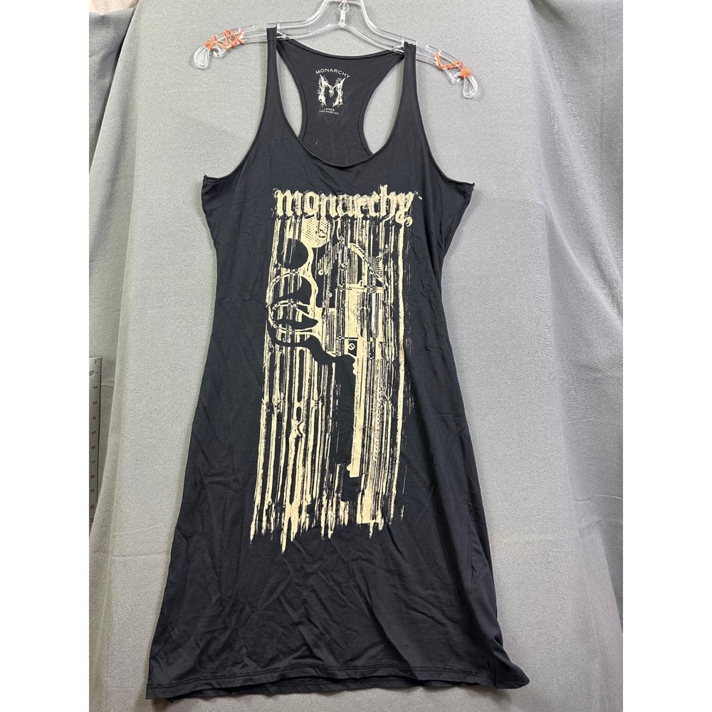 Monarchy Los Angeles Black Graphic Tank Dress Racerback Gothic Streetwear Large